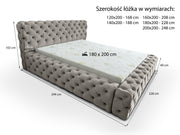 Rysunek techniczny łóżka Castello Lux – wymiary i specyfikacja