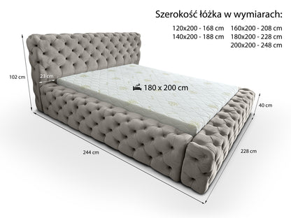 Rysunek techniczny łóżka Castello Lux – wymiary i specyfikacja