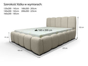 Rysunek techniczny łóżka Duna Lux – wymiary i specyfikacja