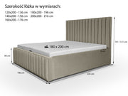 Rysunek techniczny łóżka Mona 2 Lux – wymiary i specyfikacja