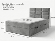 Rysunek techniczny łóżka Palo Slim – wymiary i specyfikacja
