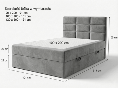 Rysunek techniczny łóżka Palo Slim – wymiary i specyfikacja
