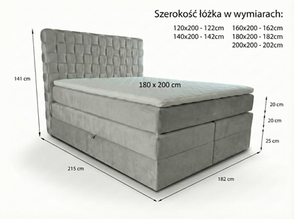 Rysunek techniczny łóżka Porto Duo – wymiary i specyfikacja
