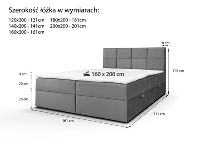 Rysunek techniczny łóżka Trend 1 – wymiary i specyfikacja

