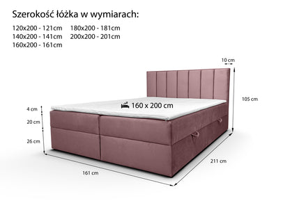 Rysunek techniczny łóżka Trend 2 – wymiary i specyfikacja

