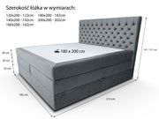 Łóżko kontynentalne Capri Duo – schemat wymiarów i specyfikacja